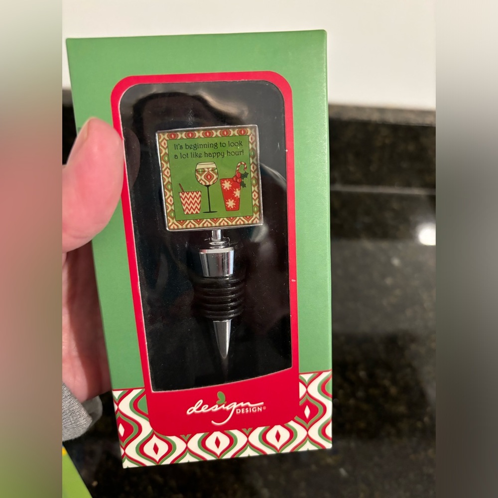 NIB Bottle Stopper “It’s Beginning to Look a Lot Like Happy Hour!”